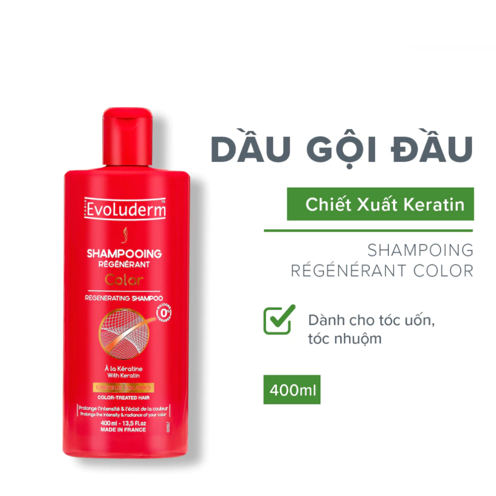 Dầu gội Evoluderm cho tóc nhuộm bóng mượt bền màu 400ml