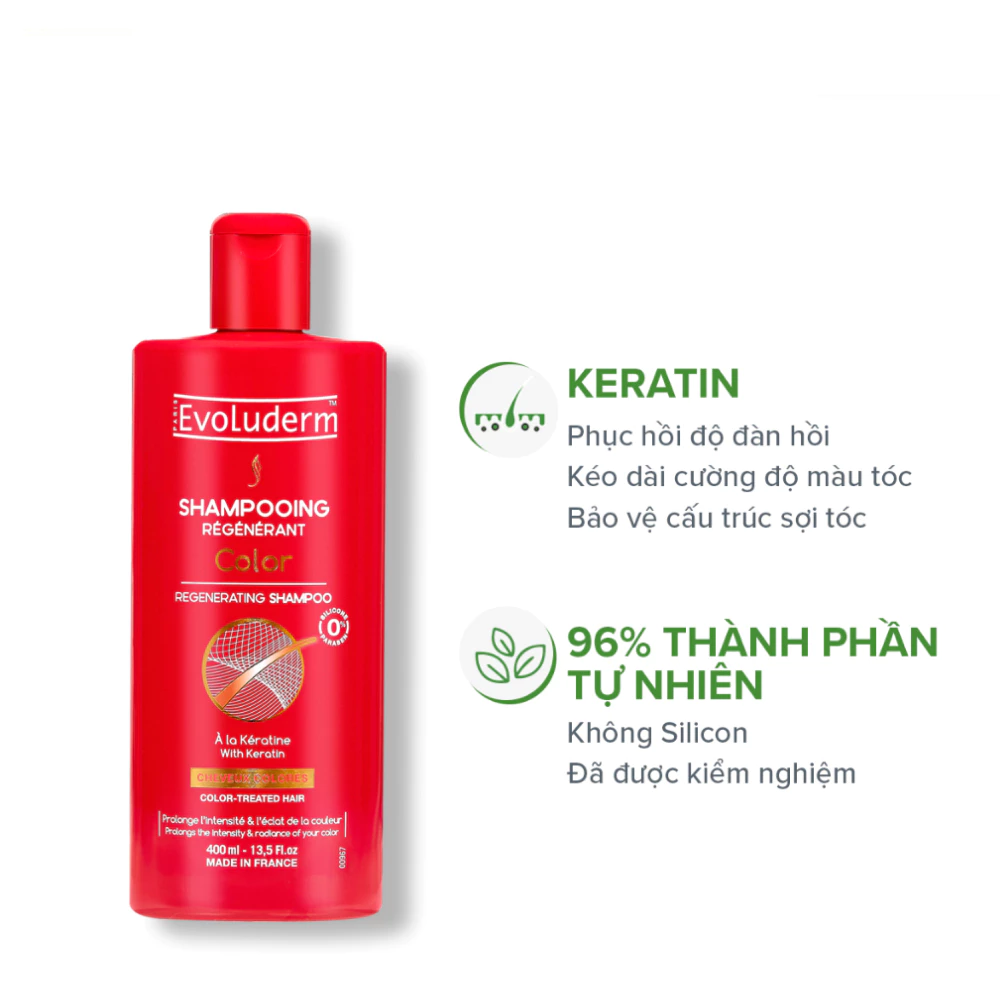 Dầu gội Evoluderm cho tóc nhuộm bóng mượt bền màu 400ml