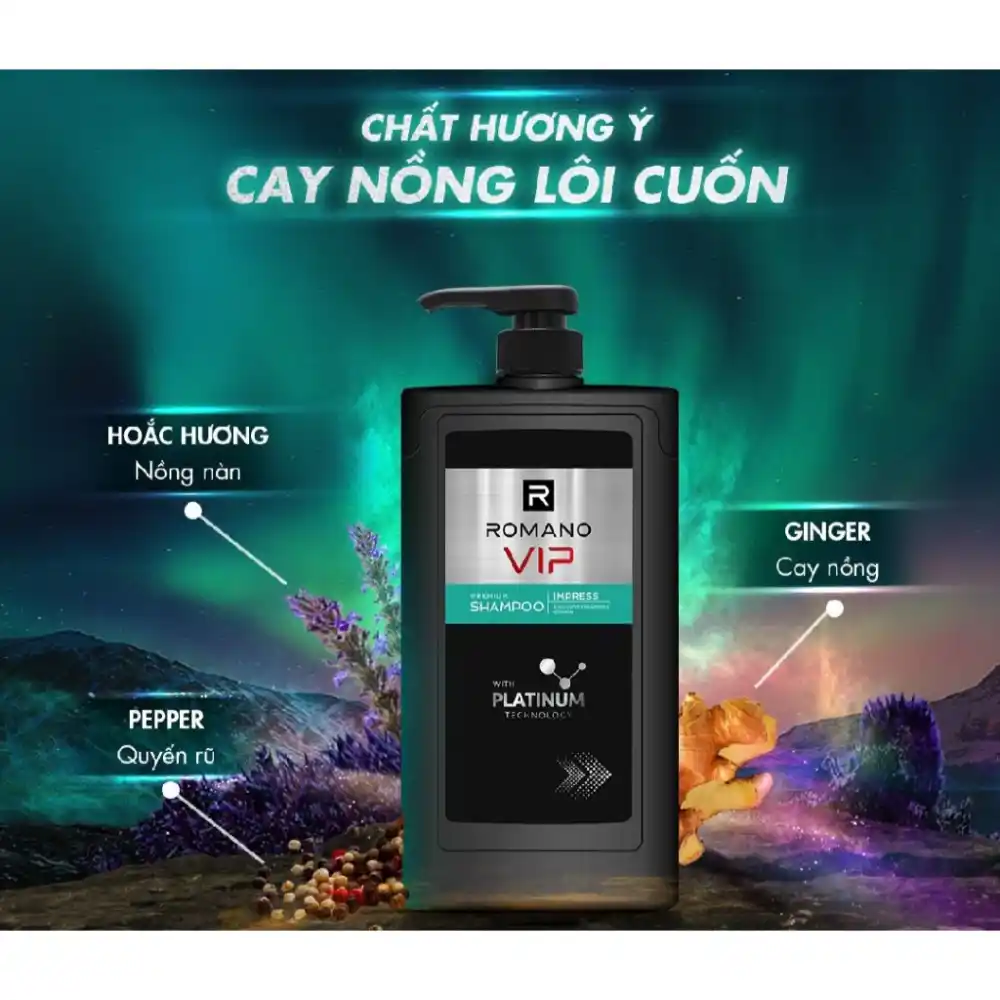 Dầu gội hương nước hoa cao cấp Romano VIP Vision/Passion 650g