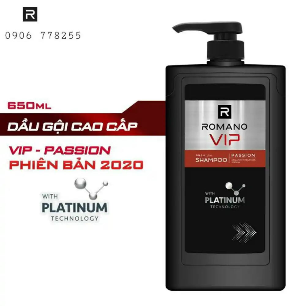 Dầu gội hương nước hoa cao cấp Romano VIP Vision/Passion 650g