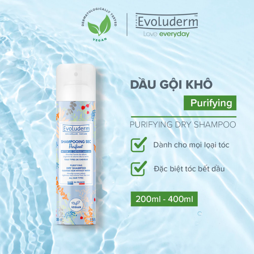 Dầu gội khô Evoluderm cho mọi loại tóc 200ml/400ml