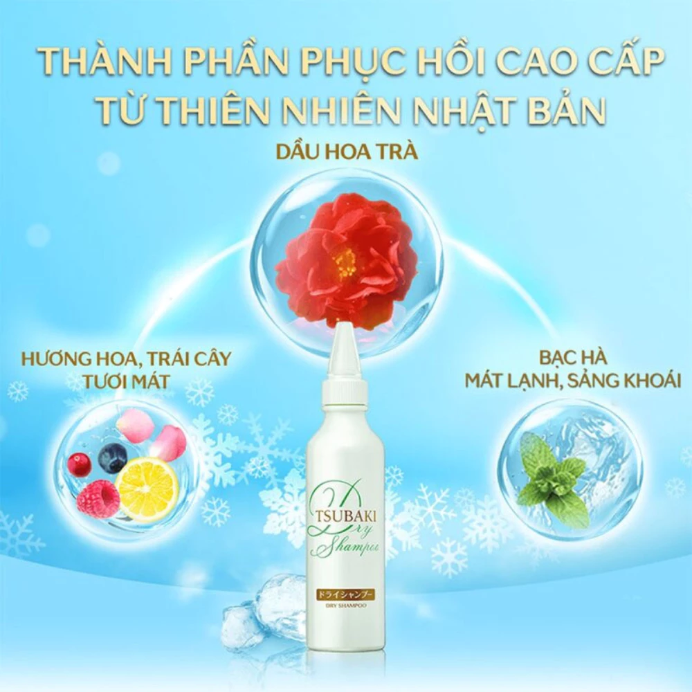 Dầu gội khô Tsubaki dạng gel dành cho tóc dầu, bết 180ml
