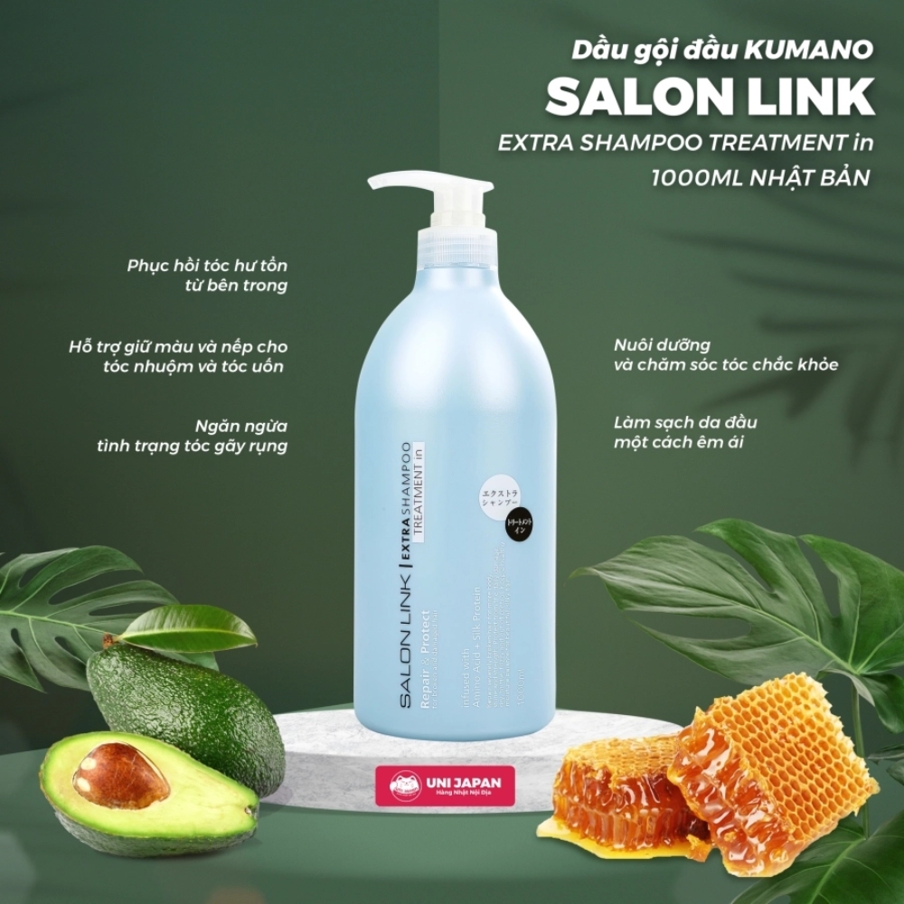 Dầu gội Kumano Salon Link cho tóc uốn, tóc nhuộm 1000ml