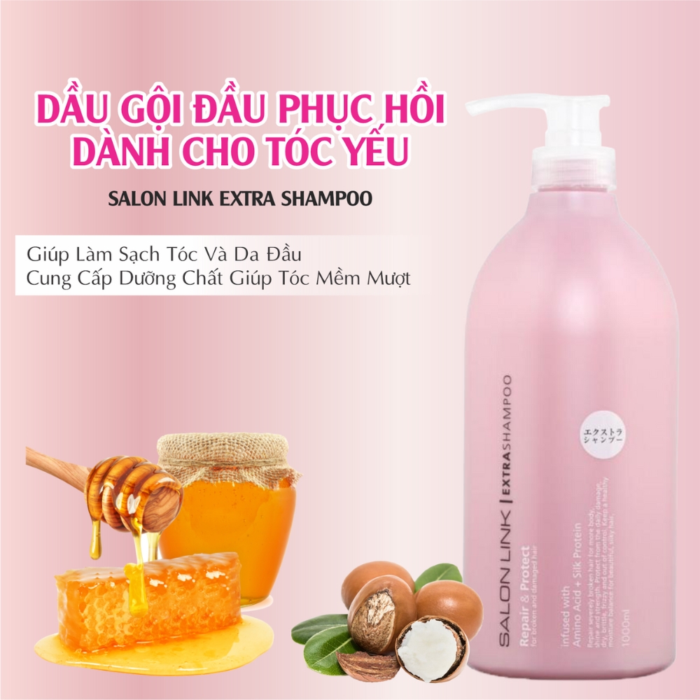 Dầu gội Kumano Salon Link phục hồi dành cho tóc yếu 1000ml
