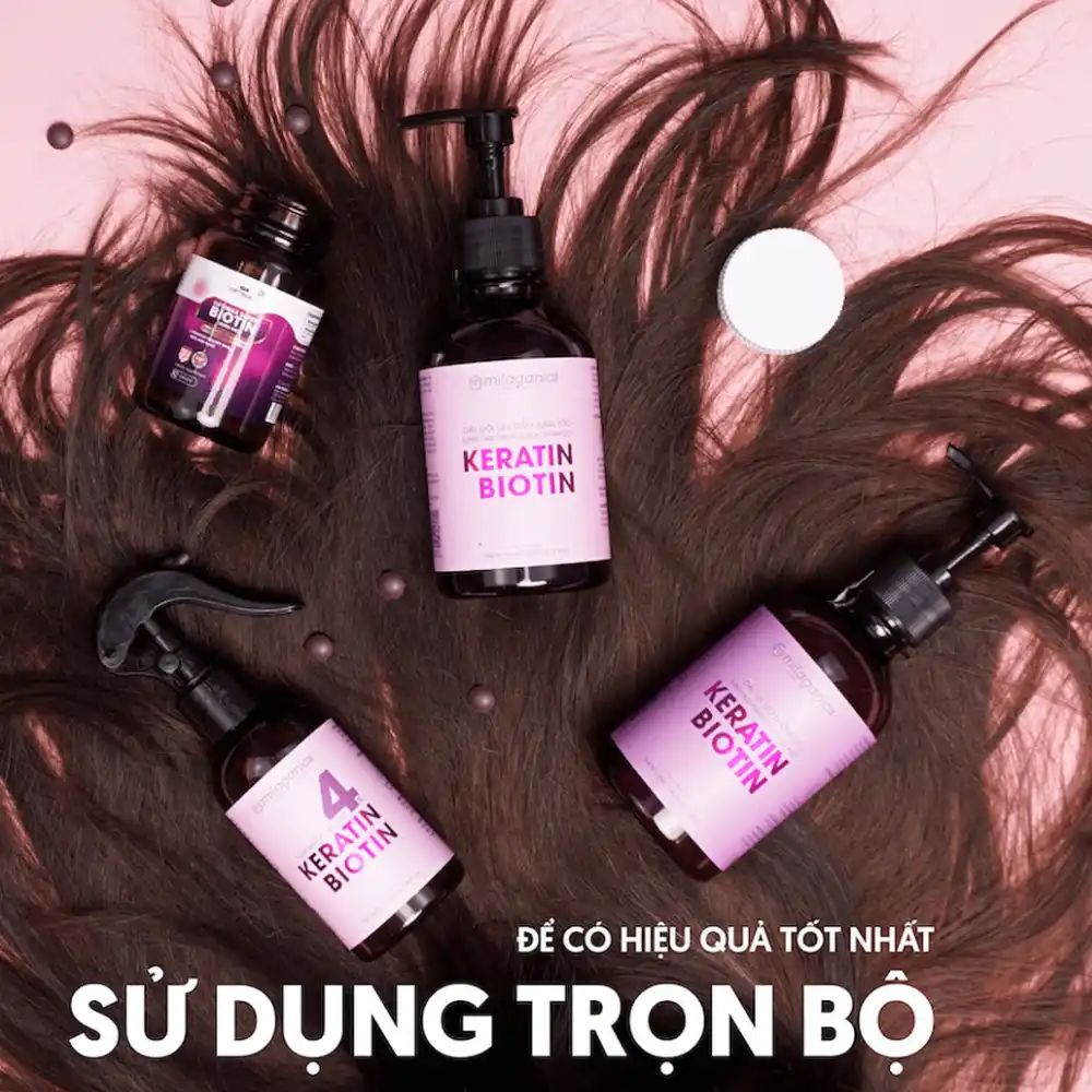 Dầu gội Milaganics Keratin & Biotin giảm rụng tóc 240ml