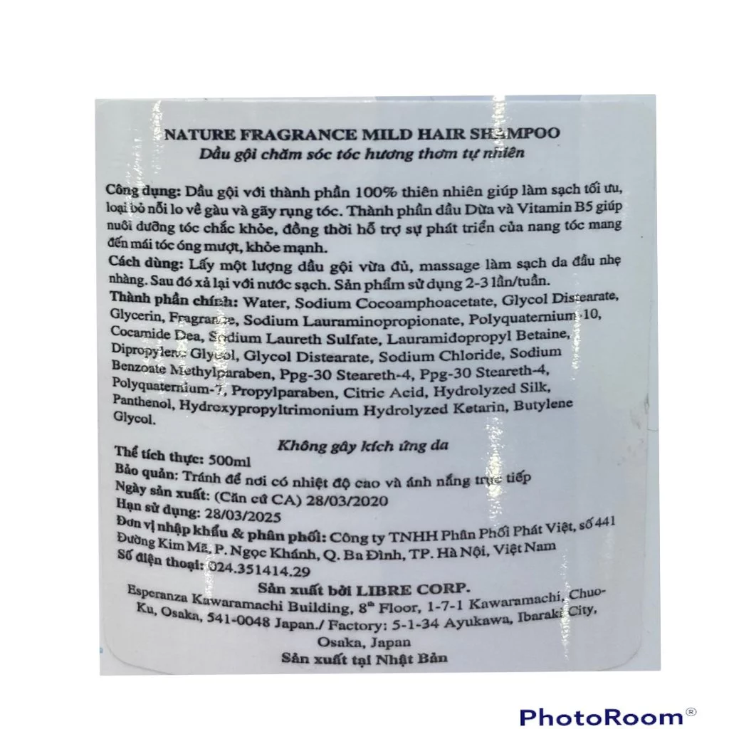 Dầu gội Naris Nature dịu nhẹ hương hoa tươi mát 500ml