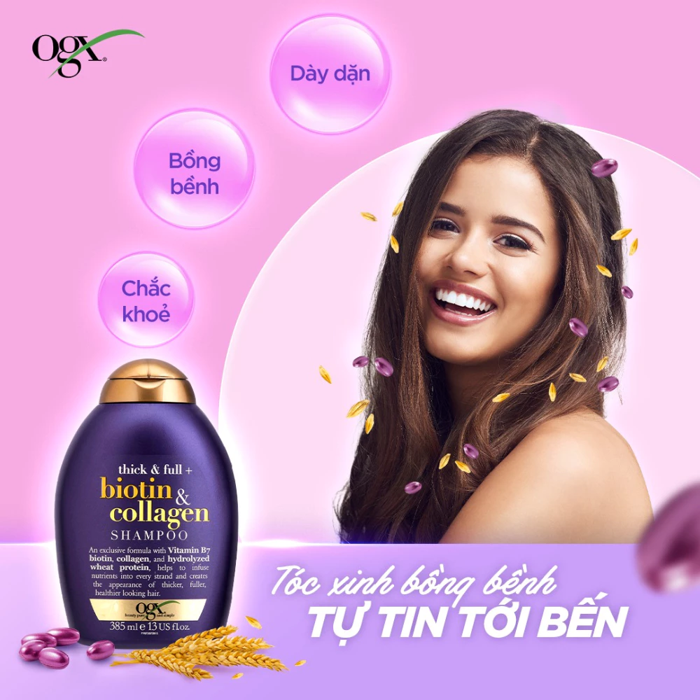 Dầu gội OGX Biotin & Collagen làm dày tóc 385ml