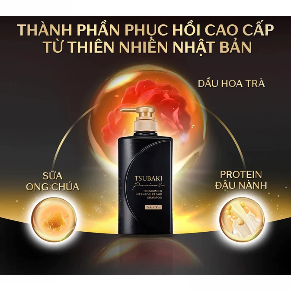 Dầu gội Tsubaki phục hồi hư tổn nặng & giảm gãy rụng 490ml