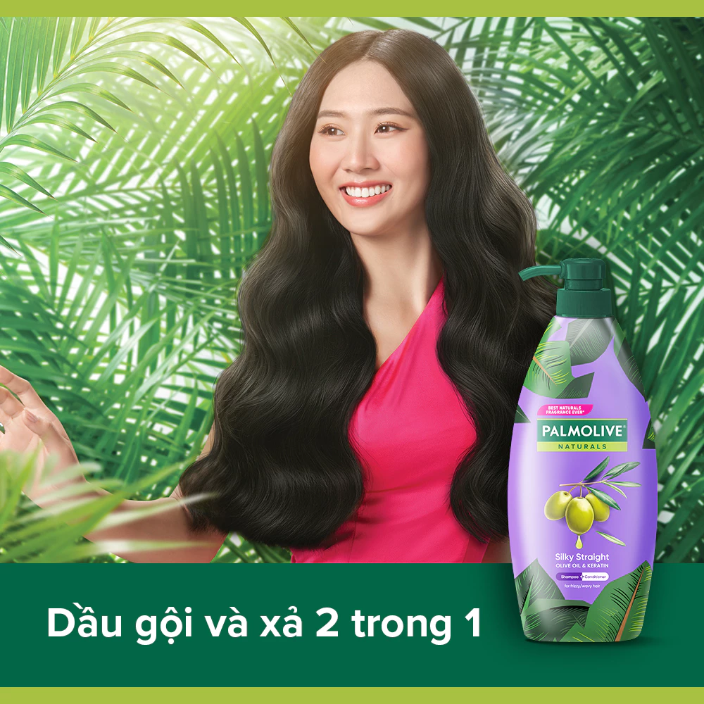 Dầu gội xả 2in1 Palmolive suôn mượt từ dầu olive và keratin 600ml