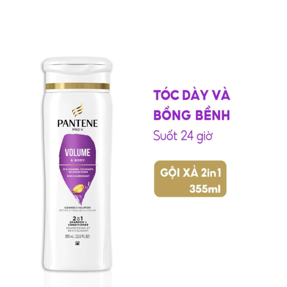 Dầu gội xả 2in1 Pantene làm phồng và dày tóc 355ml