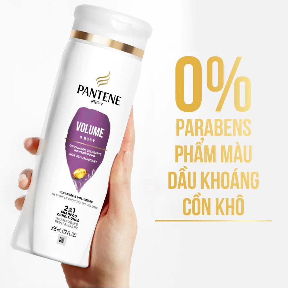 Dầu gội xả 2in1 Pantene làm phồng và dày tóc 355ml
