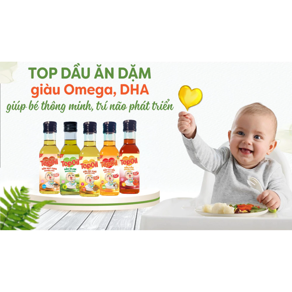 Dầu hạt chia nguyên chất Topoil 60ml/100ml dành cho bé từ 6 tháng tuổi