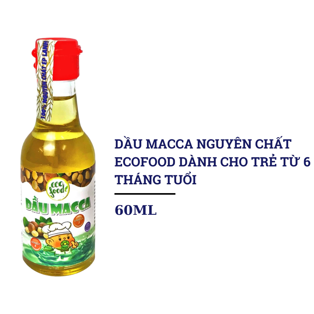 Dầu macca nguyên chất Ecofood 60ml dành cho trẻ từ 6 tháng tuổi