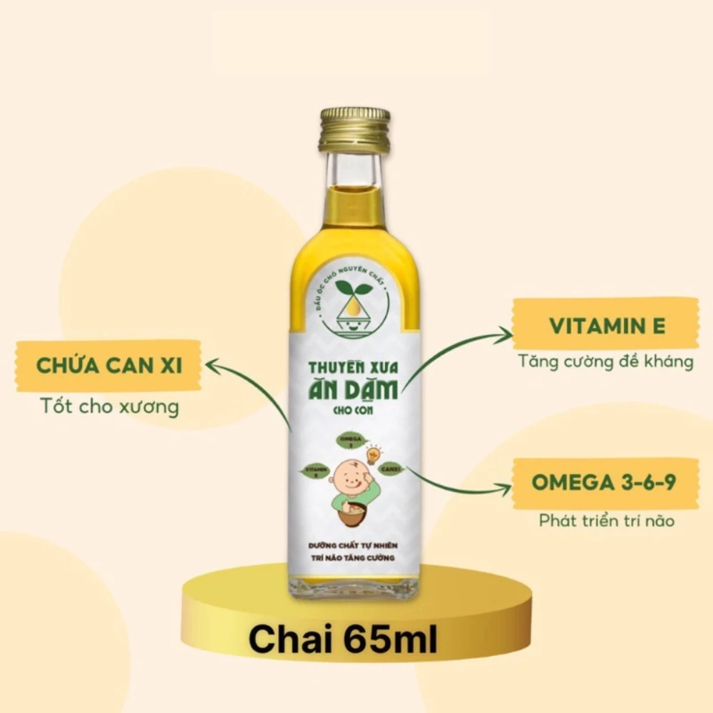 Dầu óc chó nguyên chất thuyền xưa 65ml dành dành cho bé từ 6 tháng tuổi trở lên