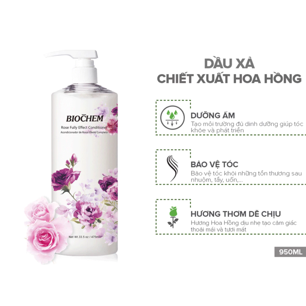 Dầu xả Biochem chiết xuất hoa hồng kích thích mọc tóc 950ml