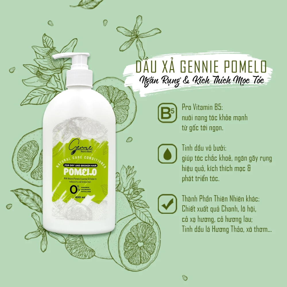 Dầu xả Gennie bưởi ngăn rụng, kích thích mọc tóc 400ml