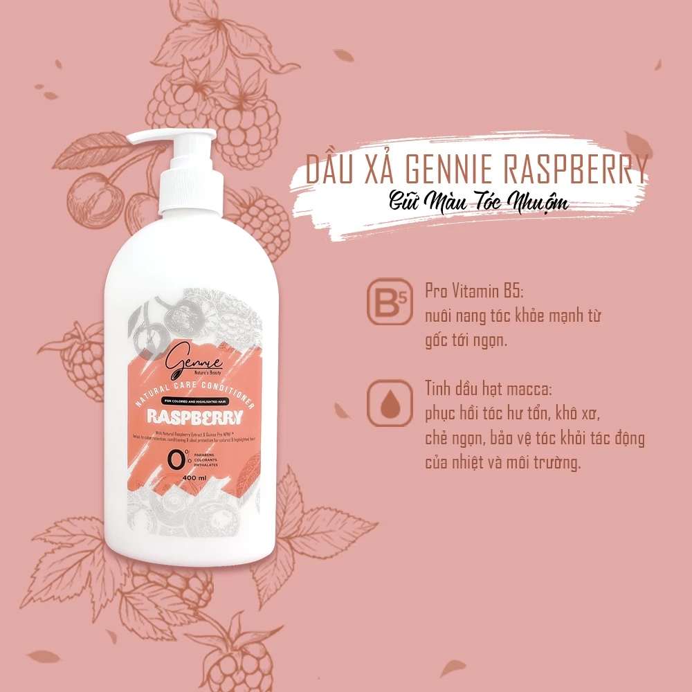 Dầu xả Gennie Raspberry giữ màu tóc nhuộm 400ml
