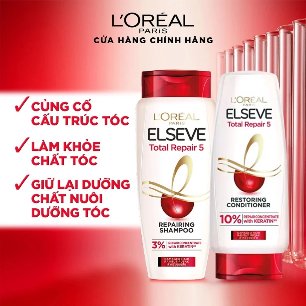Dầu xả L'Oreal Paris giảm 5 dấu hiệu của tóc hư tổn 280ml