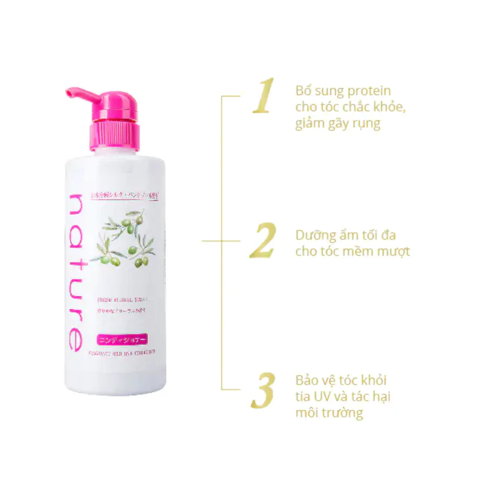 Dầu xả Naris Nature dịu nhẹ hương hoa tươi mát 500ml
