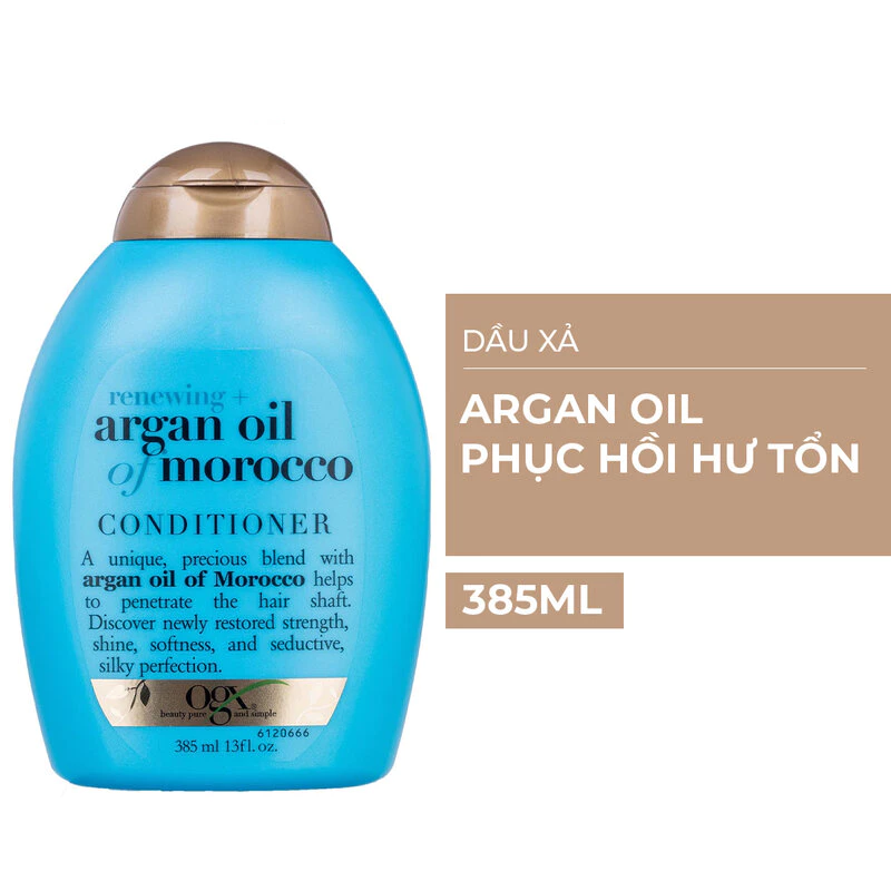 Dầu xả OGX Argan oil giúp phục hồi tóc hư tổn 385ml