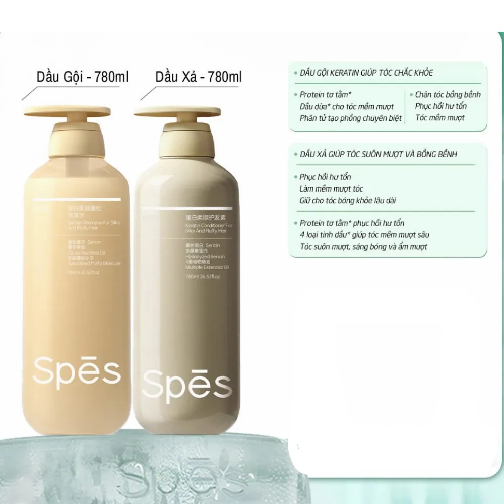 Dầu xả Spes Keratin Silky 780ml
