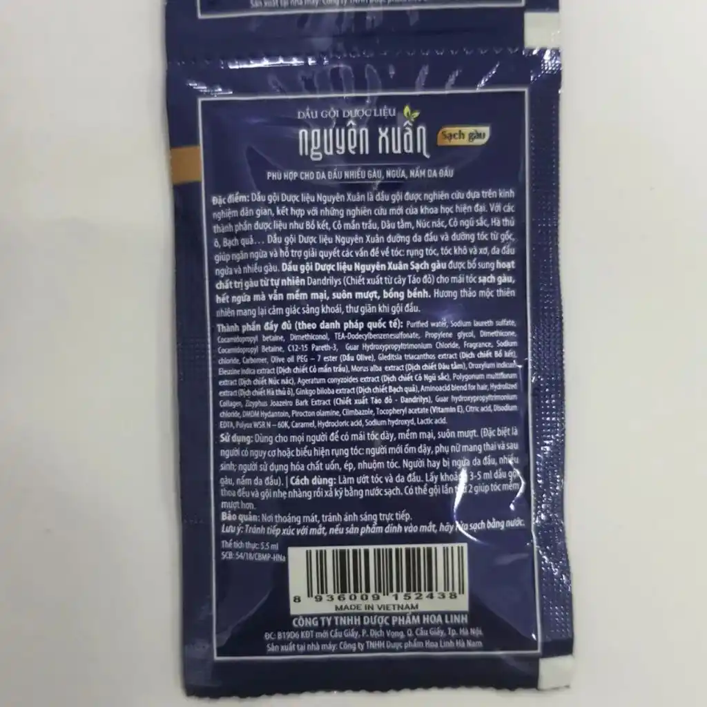 Dây 10 gói dầu gội dược liệu Nguyên Xuân tóc thường/sạch gàu/bồng bềnh/dưỡng tóc gói 5.5ml