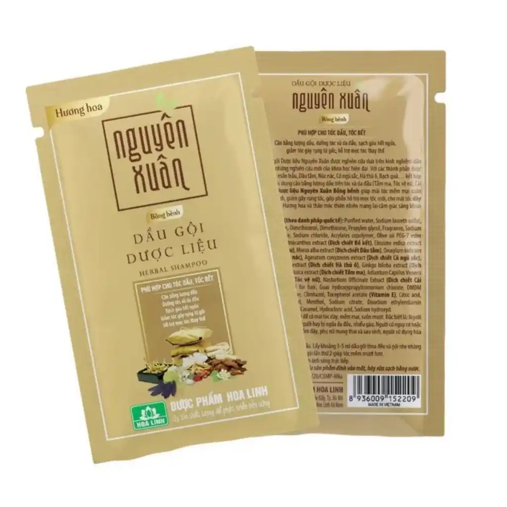 Dây 10 gói dầu gội dược liệu Nguyên Xuân tóc thường/sạch gàu/bồng bềnh/dưỡng tóc gói 5.5ml
