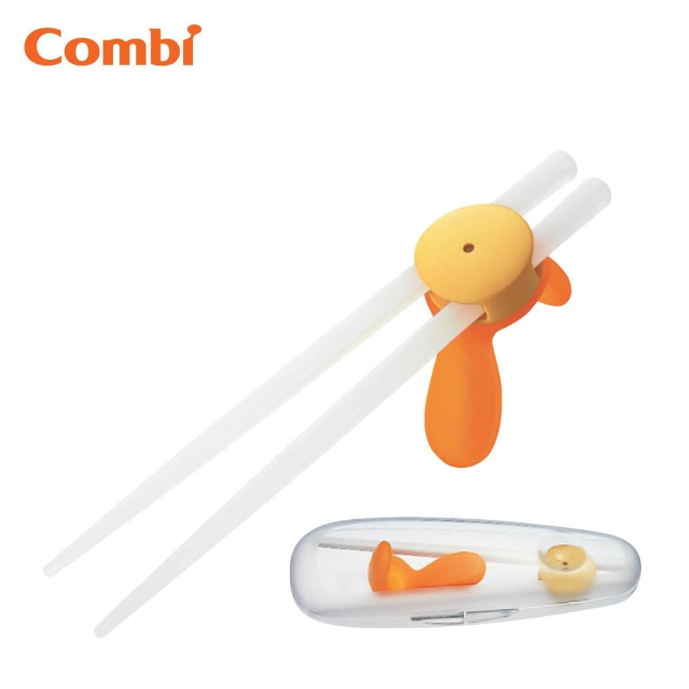 Đũa tập ăn cao cấp Combi có hộp mầu cam (LN) 81017