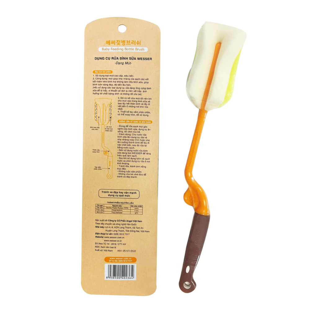 Dụng cụ rửa bình sữa Wesser (1 đầu cổ rộng)
