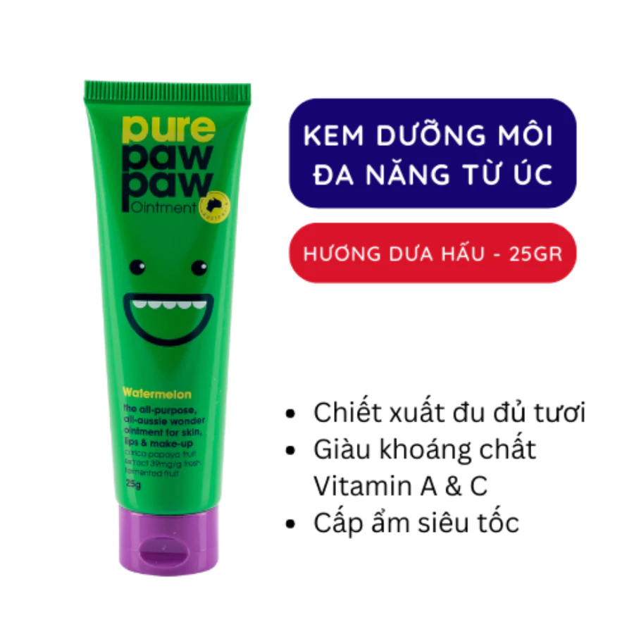 Dưỡng môi đa năng Pure Paw Paw từ đu đủ hương dưa hấu /hương dâu/chiết suất đu đủ 25g