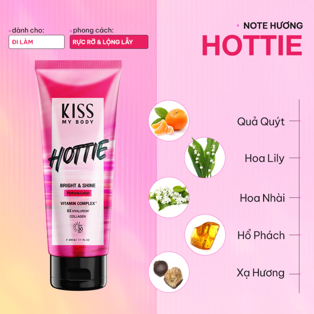 Dưỡng thể chống nắng Malissa Kiss hương nước hoa Hottie/Delight/Sweetie 200g