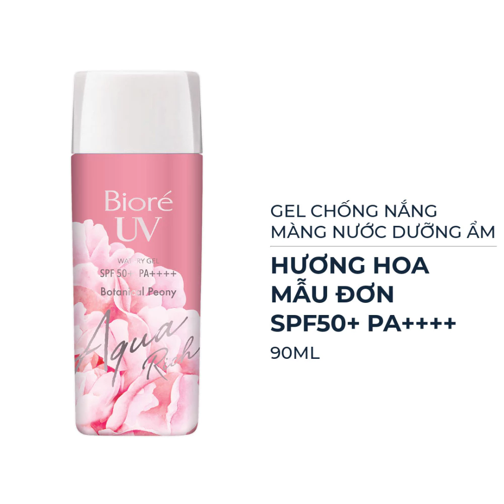 Gel chống nắng Bioré màng nước dưỡng ẩm hương hoa mẫu đơn 90ml