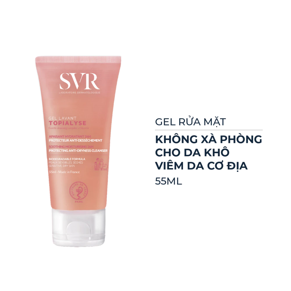 Gel rửa mặt SVR không xà phòng cho da khô, nhạy cảm 55ml/200ml