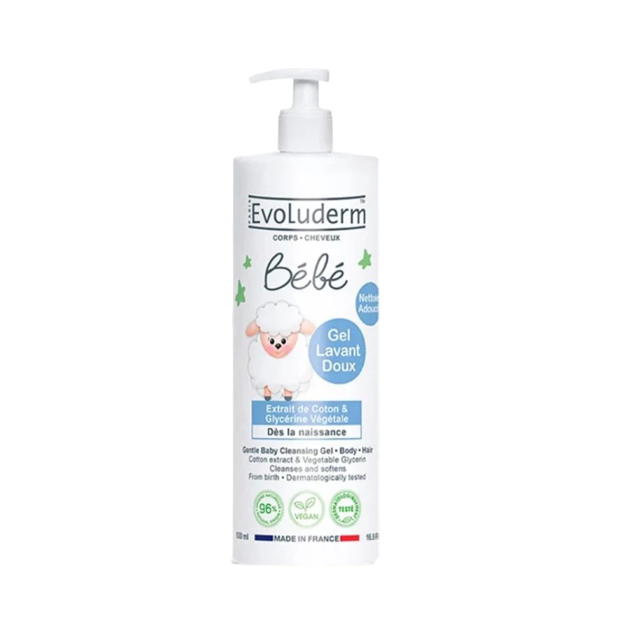 Gel tắm gội cho bé Evoluderm chiết xuất cotton 500ml