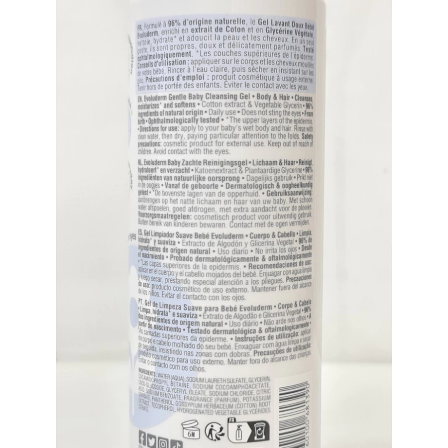 Gel tắm gội cho bé Evoluderm chiết xuất cotton 500ml