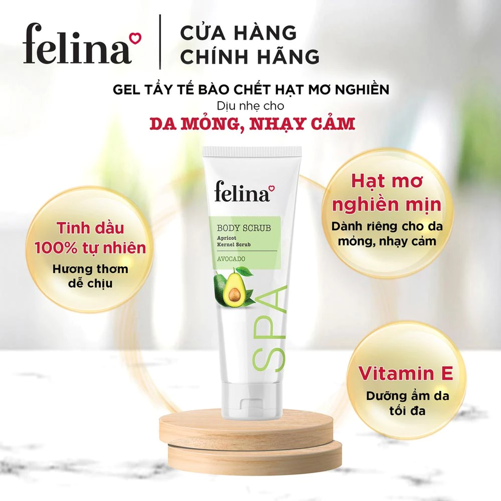 Gel tẩy tế bào chết Felina chiết xuất quả bơ 300ml