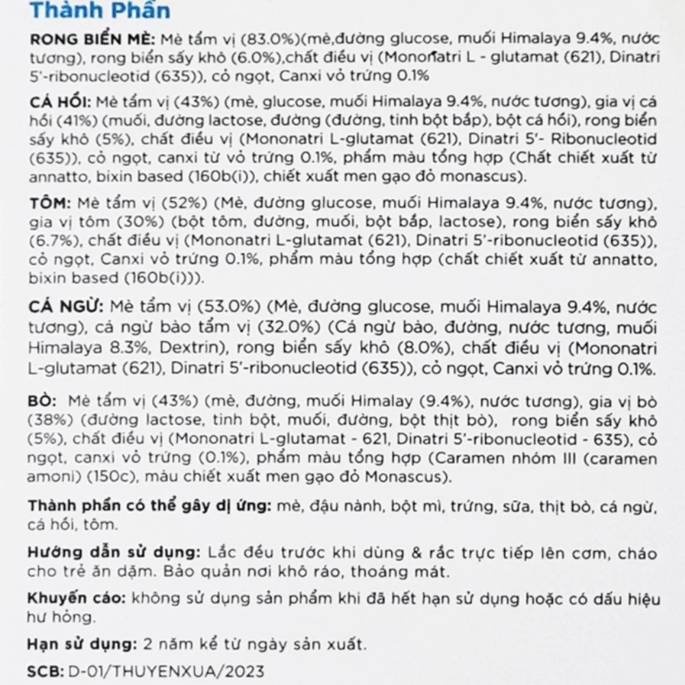 Gia vị rắc cơm 5 vị Thuyền Xưa hộp 30g (15 gói) (từ 1 tuổi)