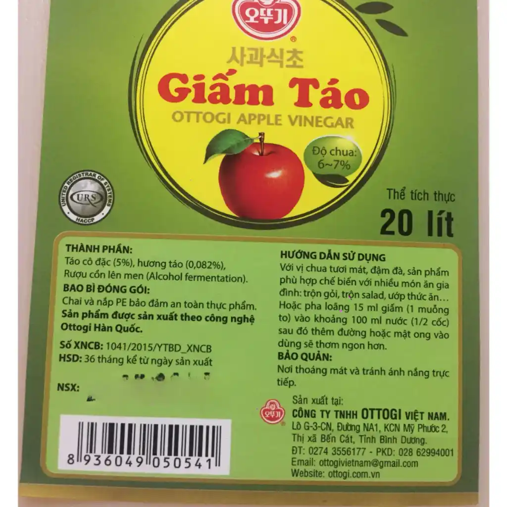 Giấm táo Ottogi can 20L
