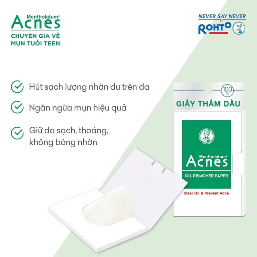 Giấy thấm dầu Acnes kiểm soát nhờn, ngừa mụn 100 tờ