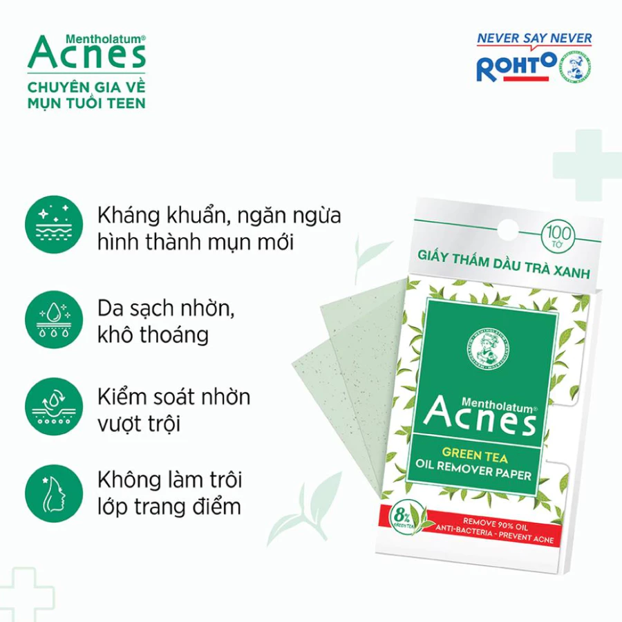 Giấy thấm dầu Acnes trà xanh 100 tờ