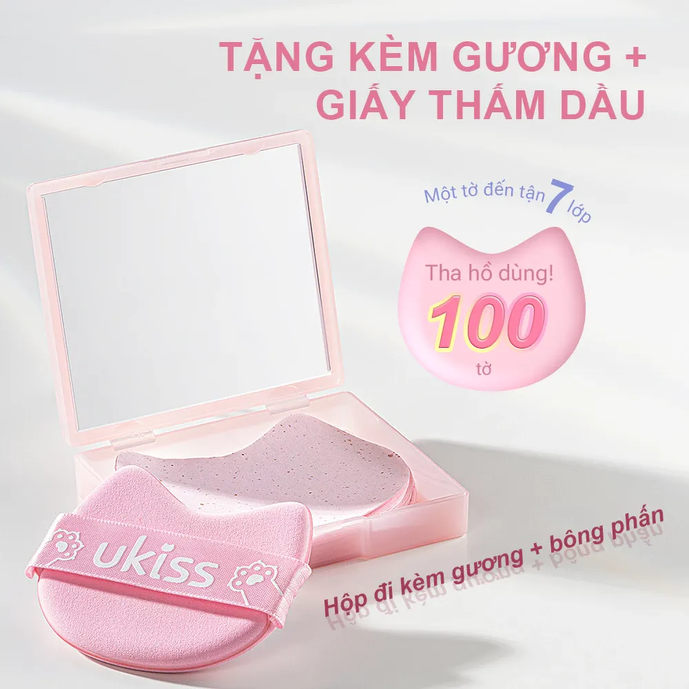 Giấy thấm dầu hoa hồng Ukiss (100 tờ/hộp)