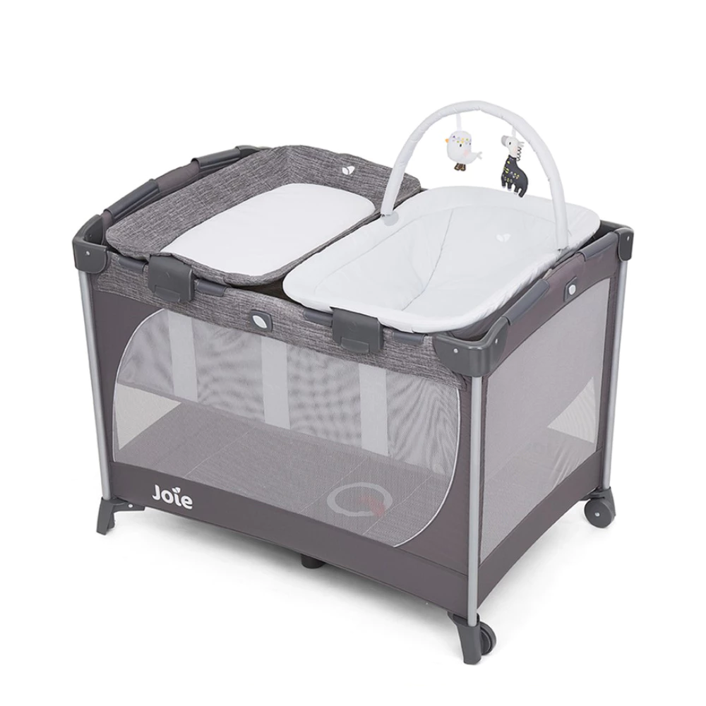 Giường cũi trẻ em Joie Commuter Change & Snooze Linen Gray