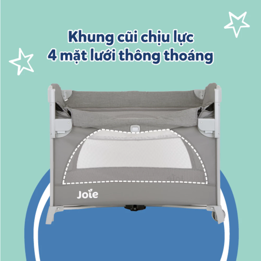 Giường cũi trẻ em Joie Kubbie Sleep Foggy Gray