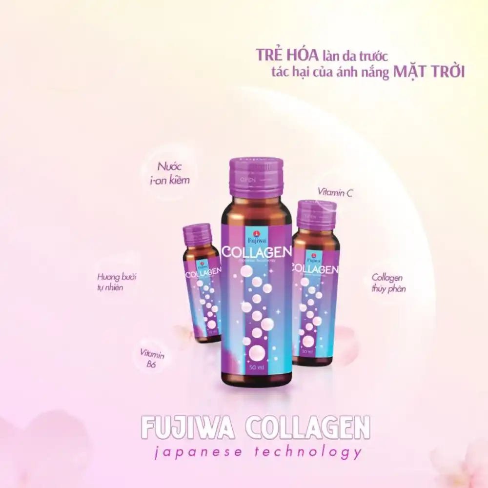 Hộp 10 chai nước uống hỗ trợ làm đẹp và chăm sóc da Fujiwa Collagen 50ml