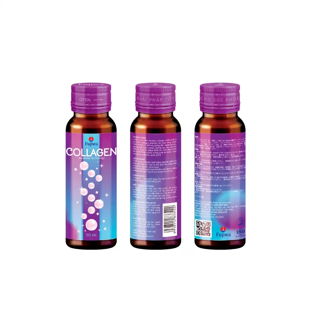 Hộp 10 chai nước uống hỗ trợ làm đẹp và chăm sóc da Fujiwa Collagen 50ml