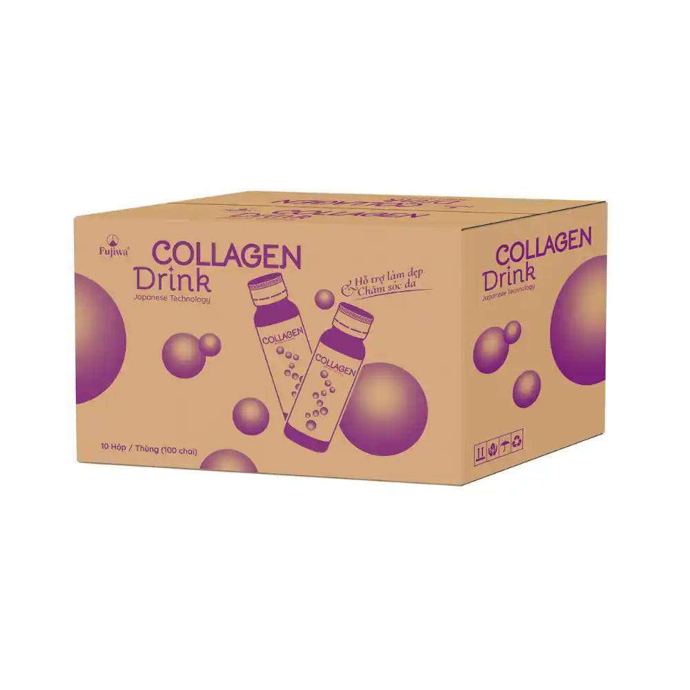 Hộp 10 chai nước uống hỗ trợ làm đẹp và chăm sóc da Fujiwa Collagen 50ml