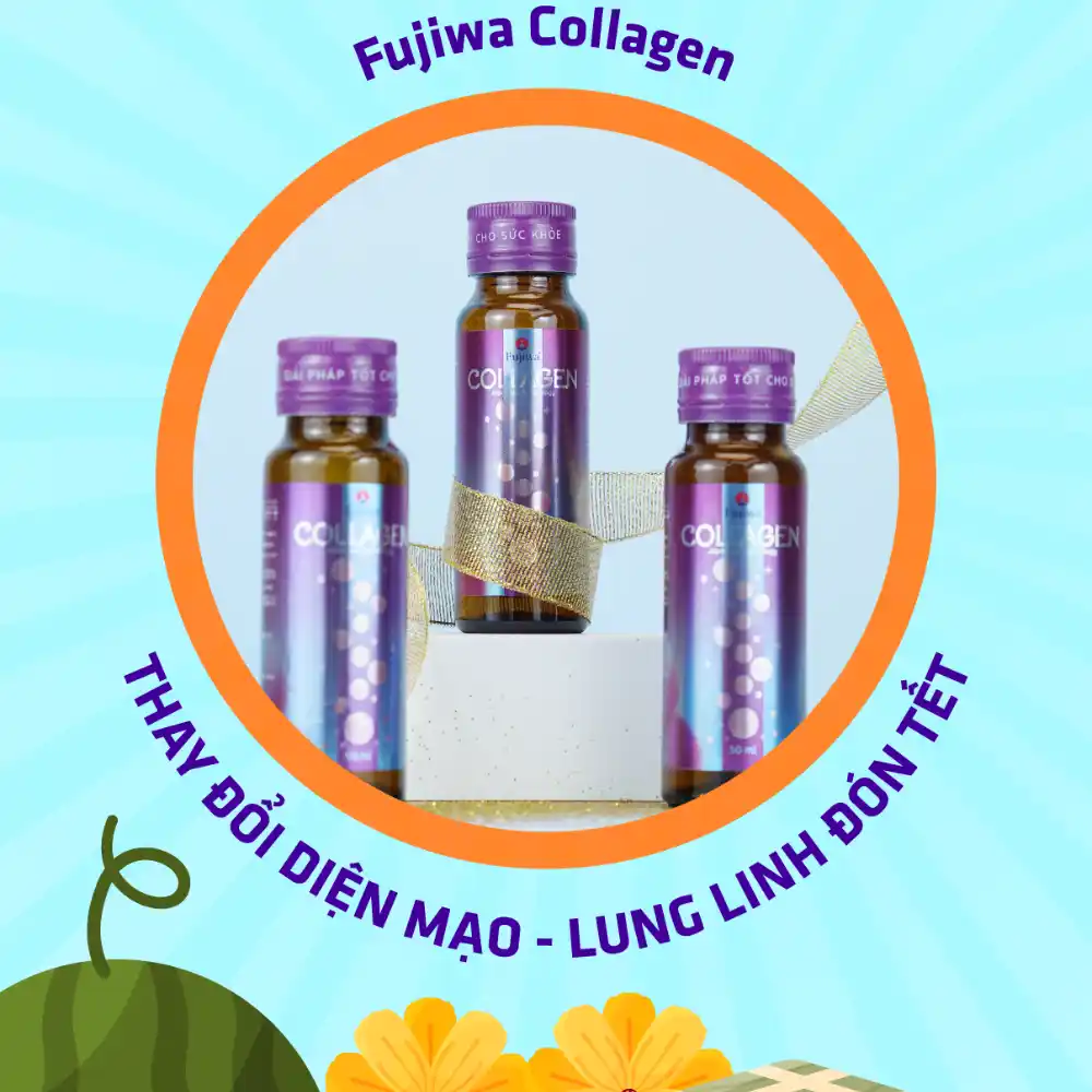 Hộp 10 chai nước uống hỗ trợ làm đẹp và chăm sóc da Fujiwa Collagen 50ml