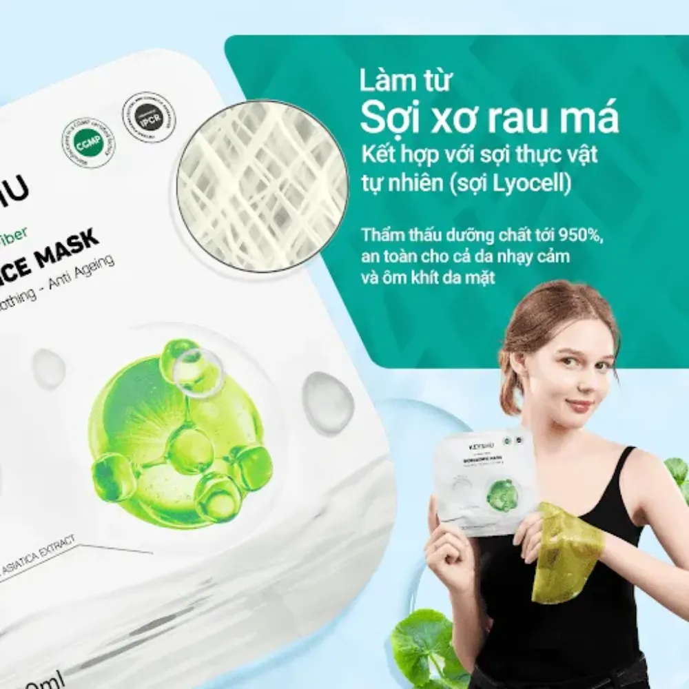 Hộp 10 gói mặt nạ Keyshu sợi sơ rau má 30ml