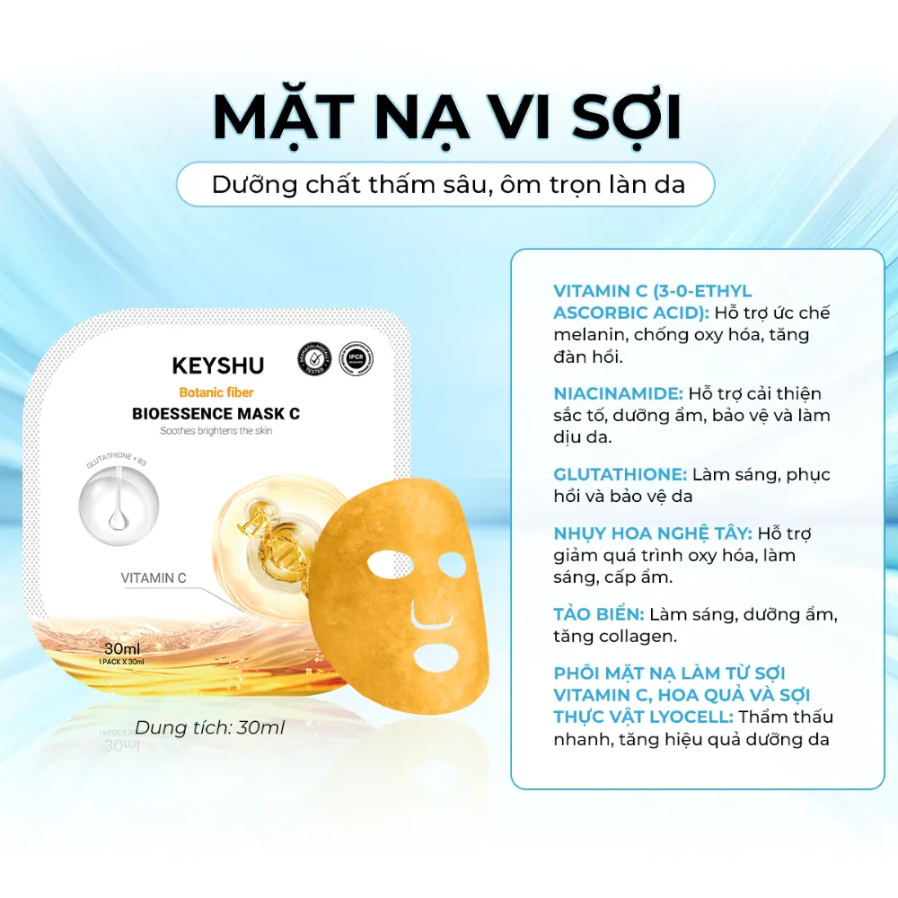 Hộp 10 gói mặt nạ Keyshu vitamin C 30ml