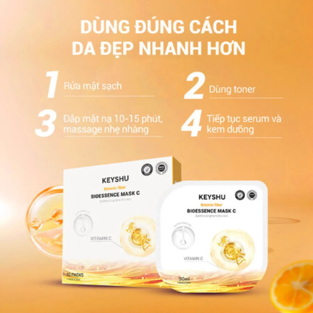 Hộp 10 gói mặt nạ Keyshu vitamin C 30ml